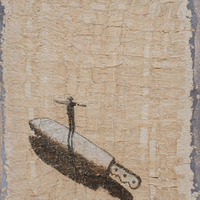 After an experimental process with a rice resin, Bejarano pasted the pieces of paper over the canvases achieving volume, texture and another characteristic visual effects it will define the work of the artist in those years.