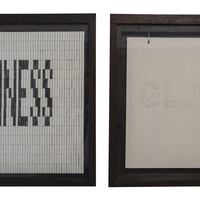 The artist’s performance consisted of obliterating the word “GLOOM”, previously writing in pencil on paper. Using the erasers worn down by the operation, he then composed the word “HAPPINESS”. This piece offers happiness as a state that depends upon our ability to rise above the past.