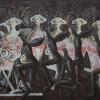 La Anunciación forma parte de una de las primeras series que inició Bejarano luego de graduarse del Instituto Superior de Arte de La Habana. Data del año 1990 y fue extraída directamente del arca del pintor quien por esas fechas realizó otra pieza de temática similar que actualmente forma parte de la colección permanente del hotel Meliá Cohíba. Esta Anunciación de grandes dimensiones no describe episodios añejos, su historia está contada con detenimiento y sus protagonistas son los hombres de hoy, soberbios y audaces.